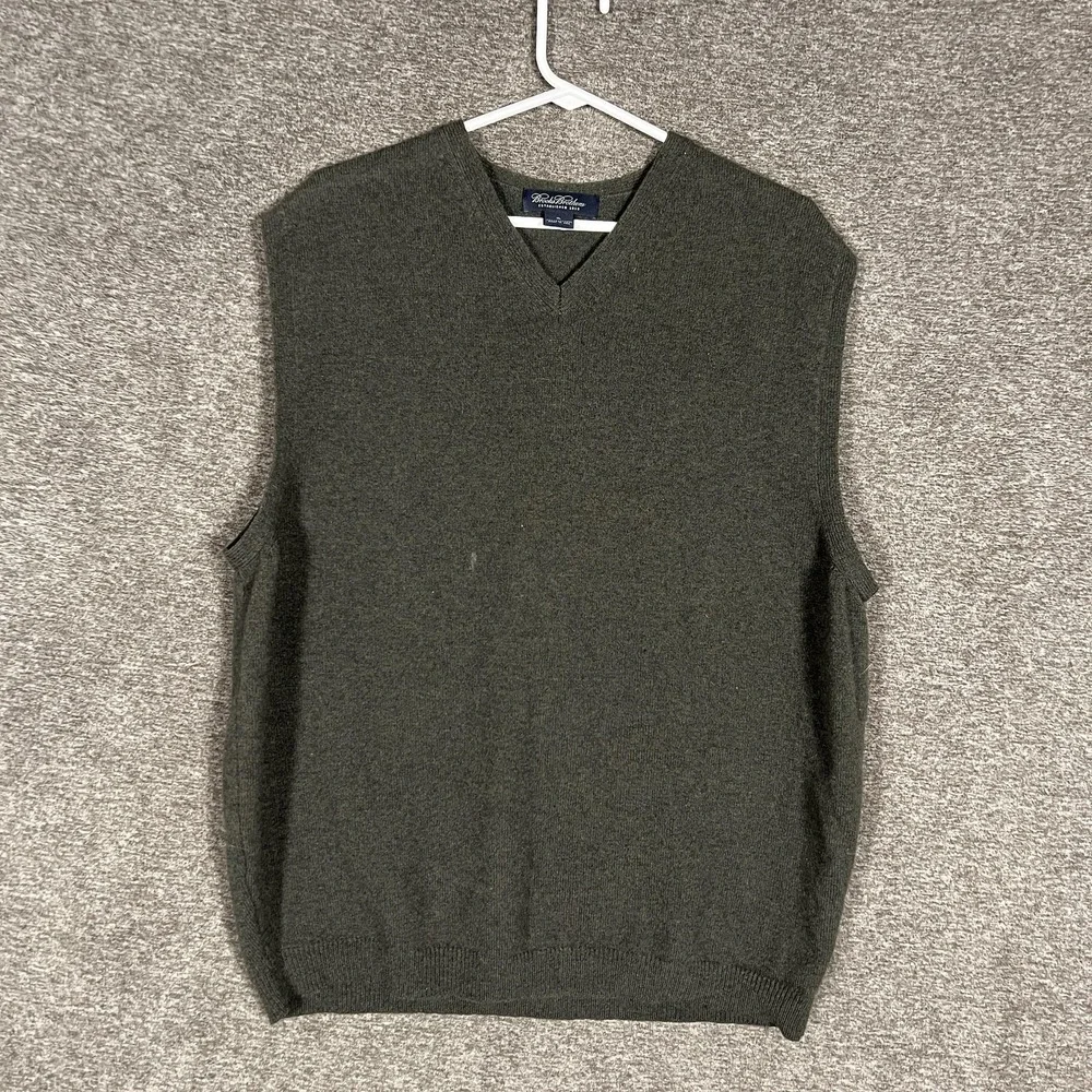 Brooks Brothers Sweater Vest Lot 2‎ Mens XL Black Gray Lambswool Made USA